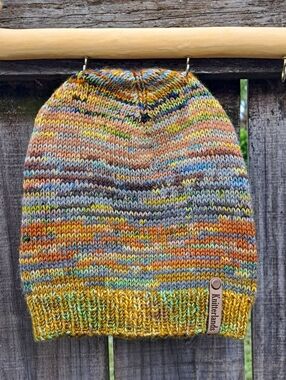 Hand Knit Beanie Hat Stocking Cap Premium Merino Wool Mohair Multicolor Grey